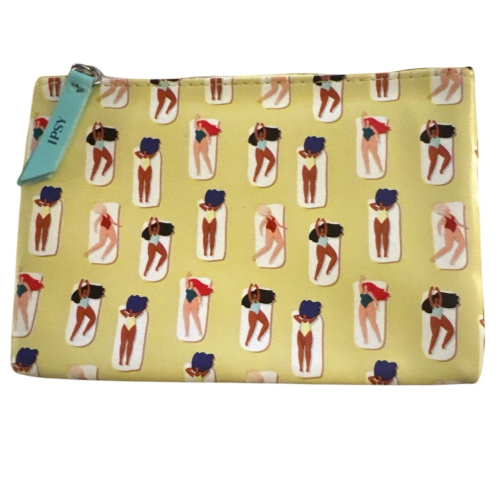 Ipsy Glam Bag Yellow Bathing Suit Patterned Women's Bag Essentials Pouch